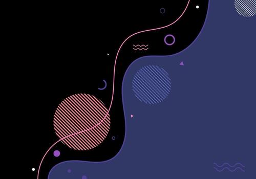 Abstract wave lines with geometric elements design black background vector