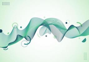 Abstract wave wavy green lines geometric elements white background vector