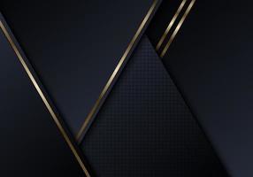 Abstract black triangles shapes shiny golden lines background luxury vector