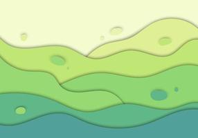 Abstract green nature wave carve background paper art style vector