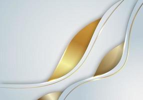 Elegant template background white and golden wave with line gold vector