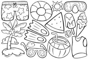 summer object in doodle style vector