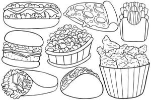 fast food object in doodle style vector