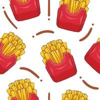 papas fritas de patrones sin fisuras en el estilo de diseño plano vector