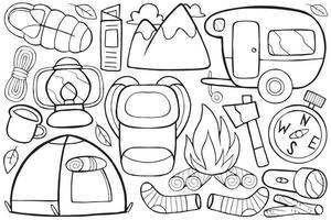 camping object in doodle style vector