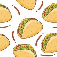 Taco Seamless Pattern in flat design style vector