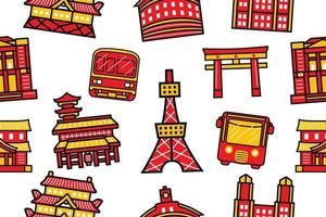 Tokyo City  Seamless Pattern in flat design style vector