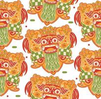 barong bali de patrones sin fisuras en el estilo de diseño plano vector