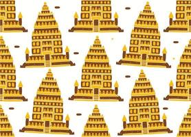 templo de prambanan, seamless, patrón, en, diseño plano, estilo vector