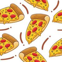 Pizza Seamless Pattern in flat design style vector