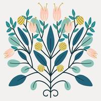 beautiful flower symmetry  folk art card  vector illustration