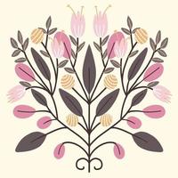 beautiful flower symmetry  folk art card  vector illustration