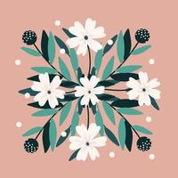 Hermosa flor simetría tarjeta de arte popular ilustración vectorial vector