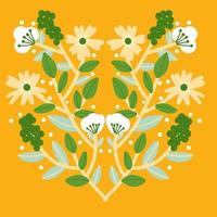 beautiful flower symmetry  folk art card  vector illustration