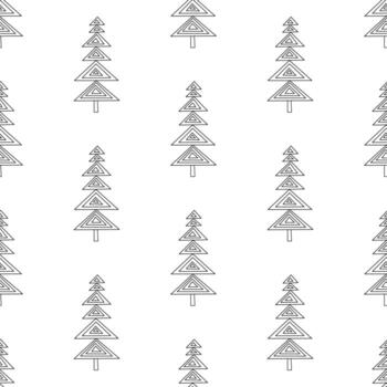 Patrón sin costuras hecho de abetos abstractos doodle aislado en blanco vector