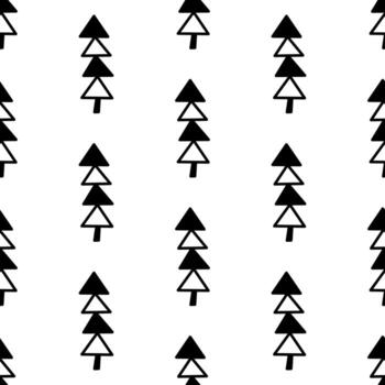 Seamless pattern made from doodle abstract fir trees Isolated on white vector