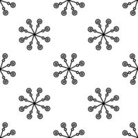 Seamless pattern from doodle abstract snowflakes. Isolated on white