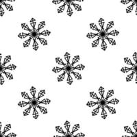 Seamless pattern from doodle abstract snowflakes. Isolated on white vector