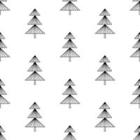 Seamless pattern from doodle abstract fir trees. Isolated on white vector