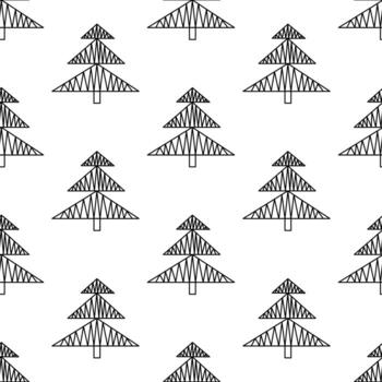 patrón sin fisuras de los abetos abstractos del doodle. aislado en blanco vector