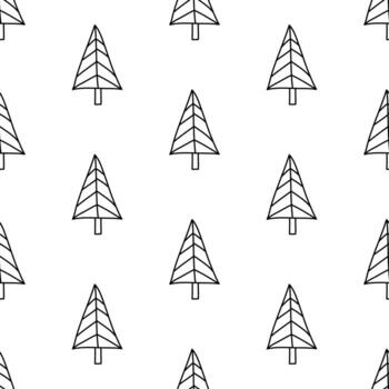 patrón sin fisuras de los abetos abstractos del doodle. aislado en blanco vector