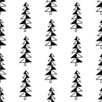 Seamless pattern from doodle abstract fir trees. Isolated on white vector