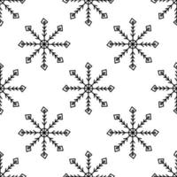patrón sin fisuras de los copos de nieve abstractos del doodle. aislado en un blanco vector