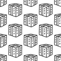 Seamless pattern from doodle gift boxes with bow. Isolated on white vector