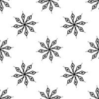 Seamless pattern from doodle abstract snowflakes. Isolated on white vector