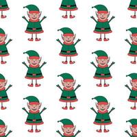 Christmas seamless pattern made from Elf character on a white vector