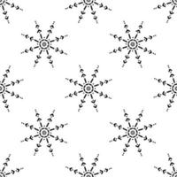 Seamless pattern from doodle abstract snowflakes Isolated on white vector