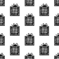 Seamless pattern made from doodle gift boxes with bow vector