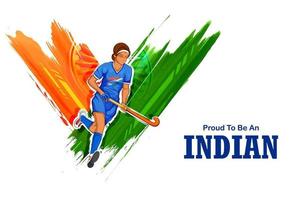 Indian sportsman field hockey player in championship vector