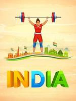 Indian sportsperson weightlifter in women category in championship vector