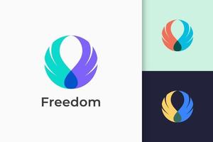 Wing or swan logo represents freedom and strong for technology company vector