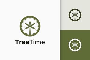 Logotipo de círculo de tiempo de árbol en forma simple y moderna para empresa de tecnología vector
