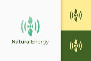 Frequency or signal logo in leaf and wireless shape for technology vector