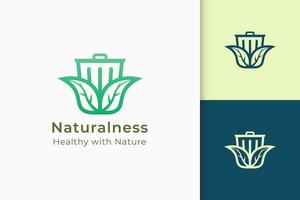 Reuse or recycling logo in leaf and trash represent hygiene or  growth vector