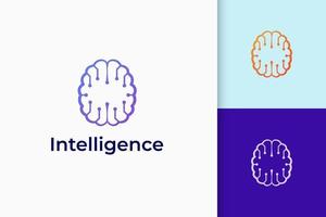 Technology or science logo in brain shape represent knowledge and idea vector