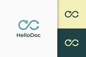 Infinite or loop logo in stethoscope shape symbol of medic or health vector