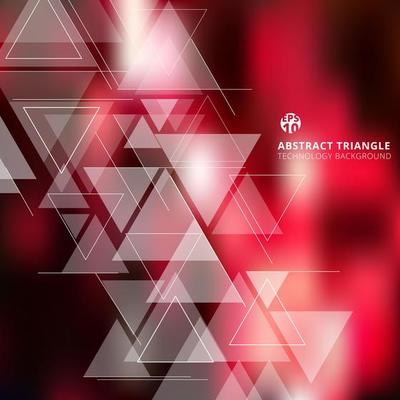 Abstract blurred red background with triangles technology concept.