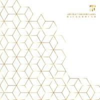 Gold hexagons border pattern on white background. vector