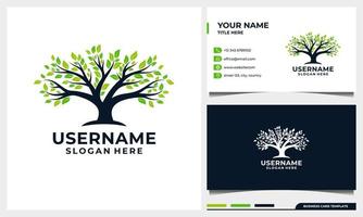 Tree of life logo design, nature tree illustration with business card vector