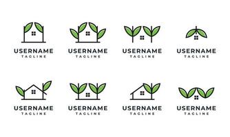 Set of  Nature home, House and Leaf Logo Design Template vector