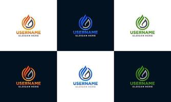 Set of gradient Abstract fire flame logo design template vector