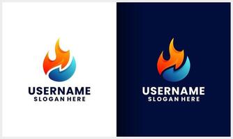 Fire and water drop logo design template vector