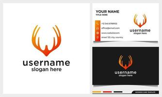 abstract deer head logo design with gradient color and business card vector