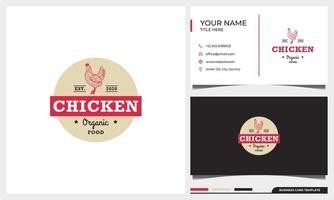 Ilustración de diseño de logotipo de granja de pollos vintage con tarjeta de visita vector