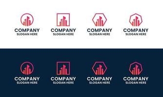 set of abstract modern building Architecture real estate logo template vector