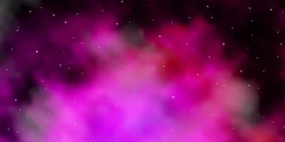 Dark Pink vector background with small and big stars.